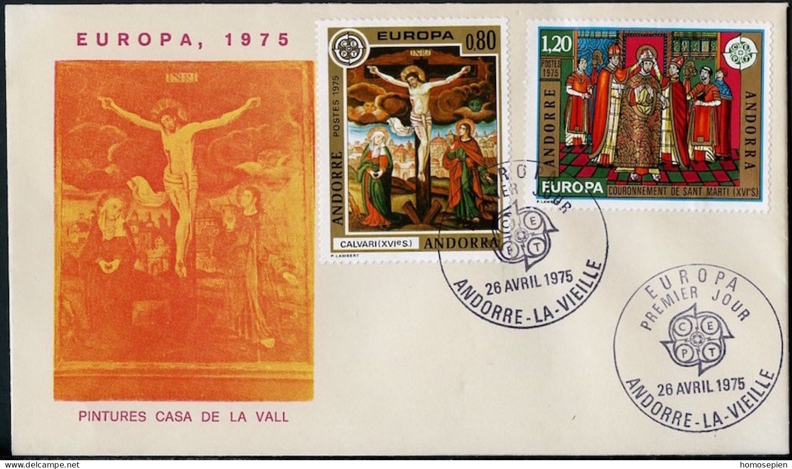 Europa CEPT 1975 Andorre Français - Andorra FDC1 Y&T N°243 à 244 - Michel N°264 à 265 - 1972