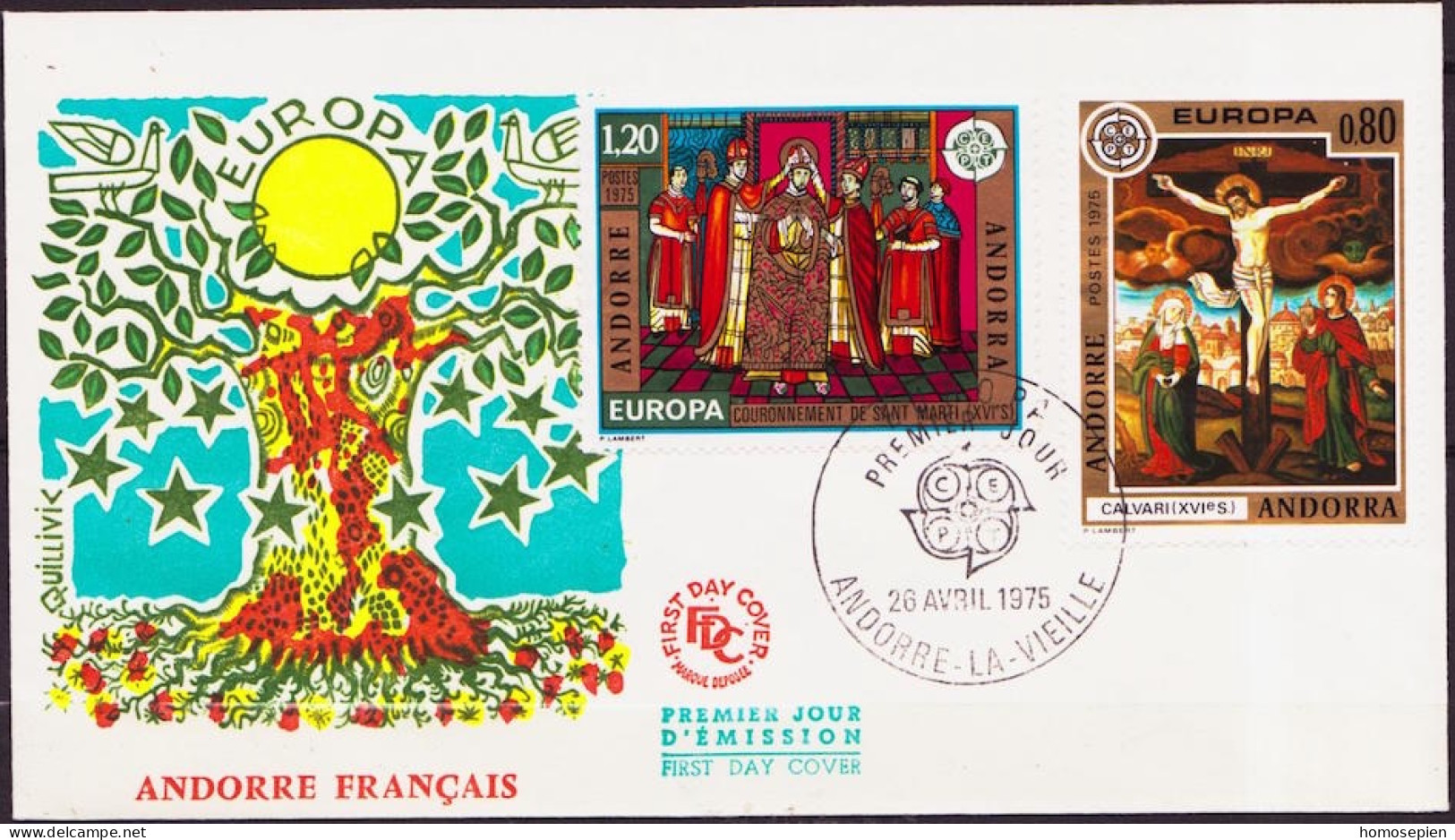 Europa CEPT 1975 Andorre Français - Andorra FDC2 Y&T N°243 à 244 - Michel N°264 à 265 - 1972