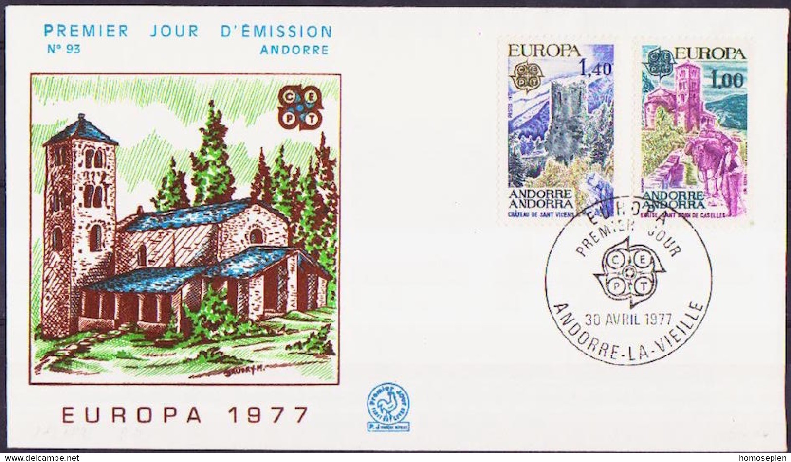 Europa CEPT 1977 Andorre Français - Andorra FDC2 Y&T N°261 à 262 - Michel N°282 à 283 - 1977