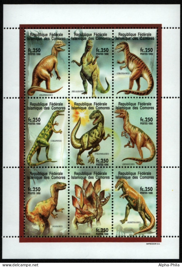 Komoren 1998 - Mi-Nr. 1329-1337 ** - MNH - Prähistorische Tiere - Comores (1975-...)