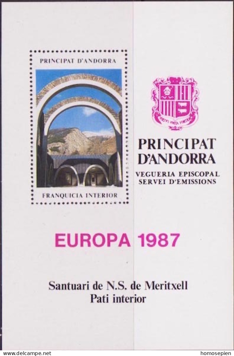 Andorre Viguerie - Andorra Bloc Feuillet 1987 Y&T N°BF(1) - Michel N°B(?) *** - Sanctuaire De Meritxell - Vegueria Episcopal