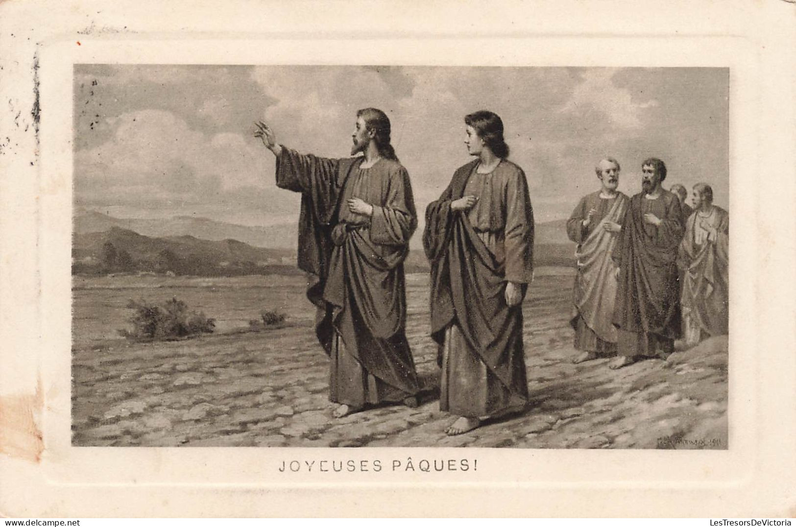 FÊTES ET VOEUX - Joyeuses Pâques - Jésus Et Ses Disciples Dans Le Désert - Carte Postale Ancienne - Easter