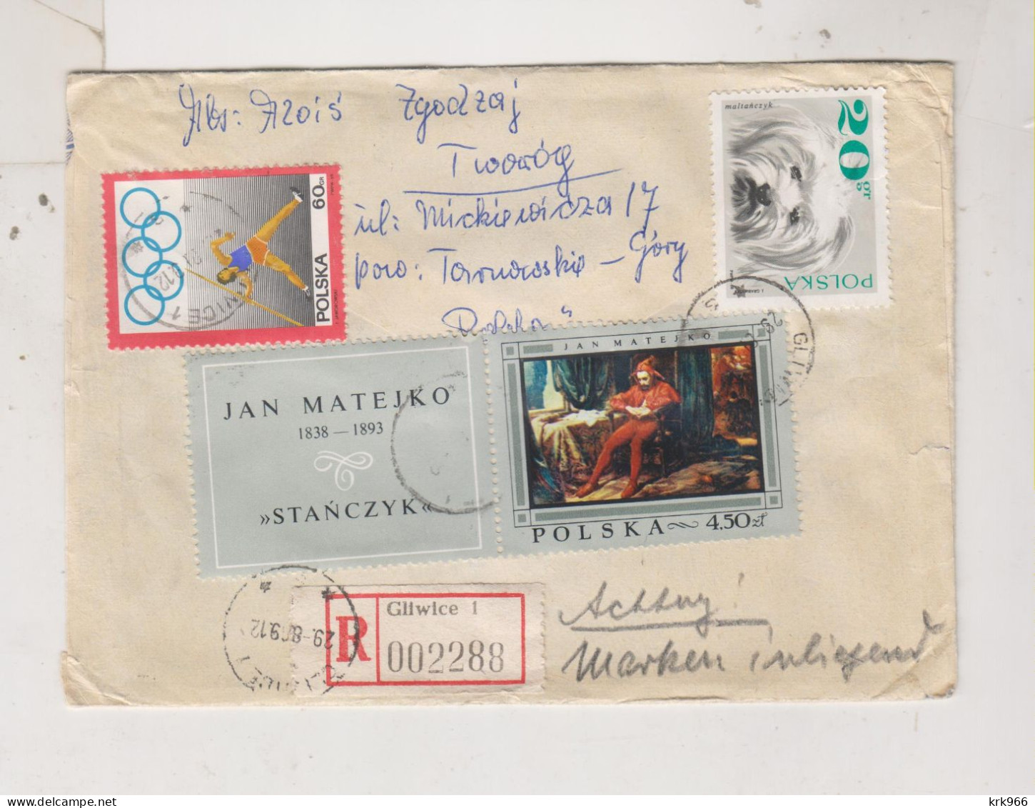 POLAND 1969  GLIWICE Registered Cover To Germany - Cartas & Documentos