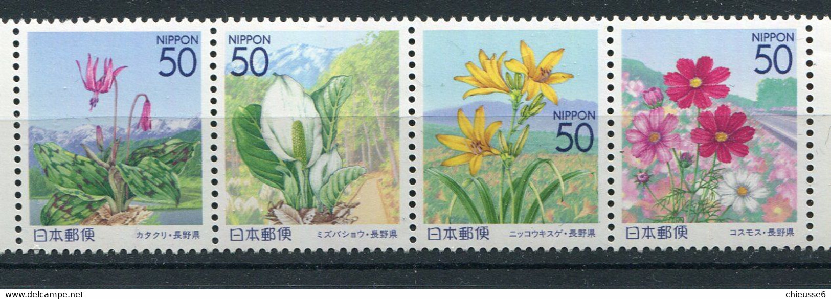 Japon ** N° 3340 à 3343 Se Tenant - Fleurs De Shinshu - - Unused Stamps