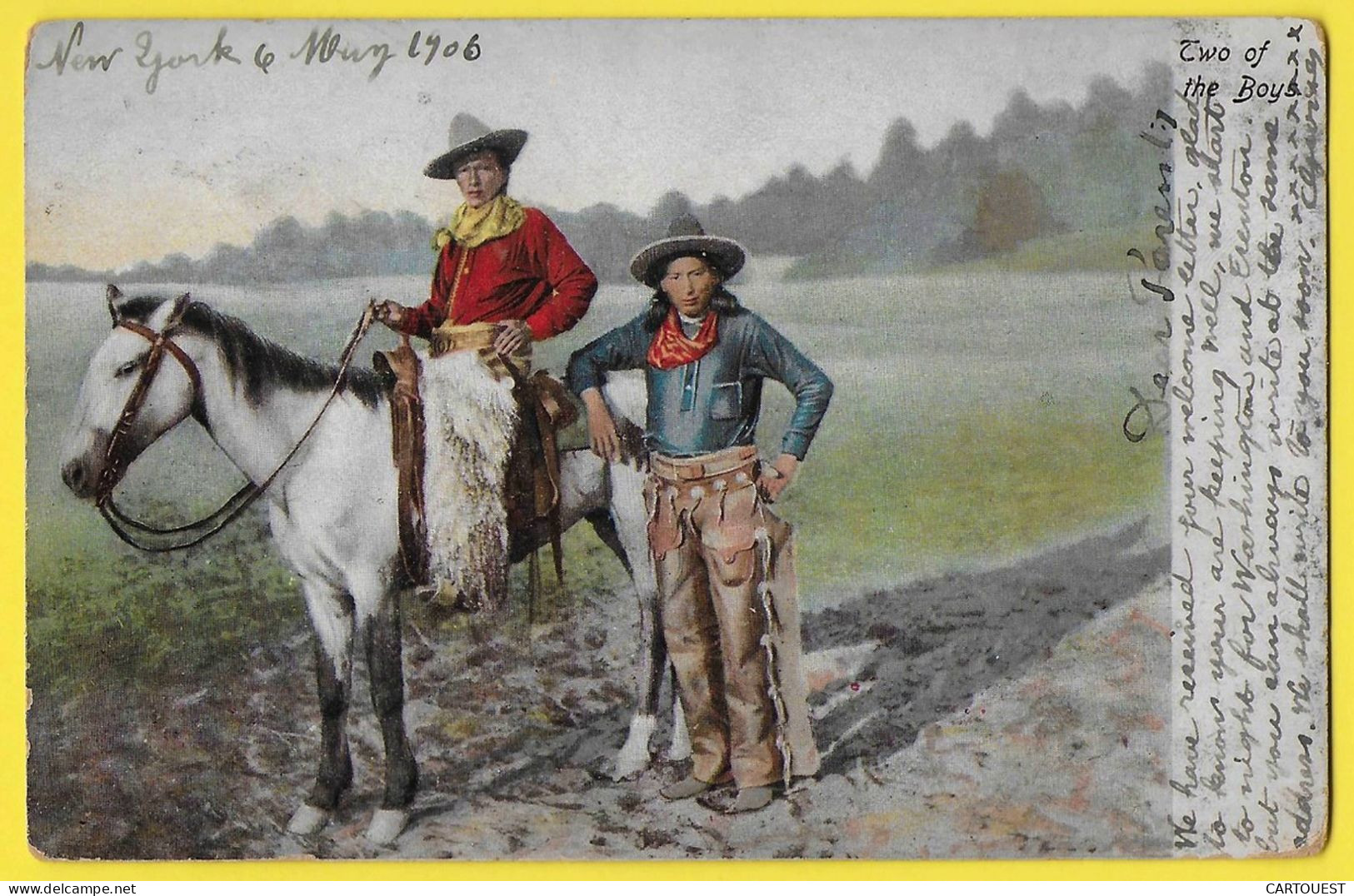 1906 - Stamp - 2c Washington, Carmine CHROMO - COW BOY - Co. New York Leipzig - Ungebraucht