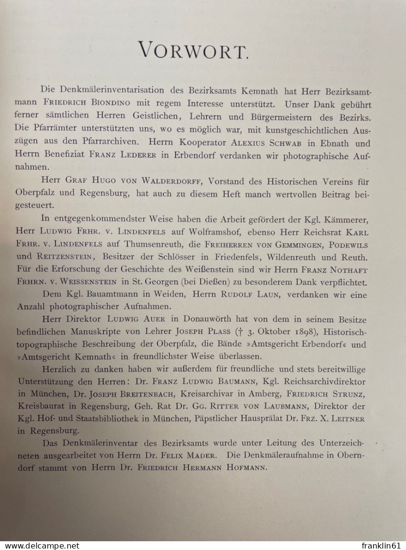 Die Kunstdenkmäler Von Oberpfalz & Regensburg; Heft 10., Bezirksamt Kemnath. - Architettura