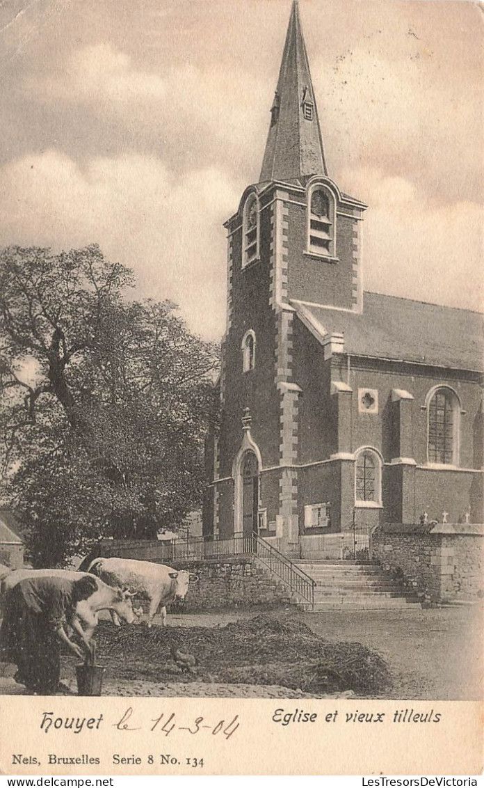 BELGIQUE - Houyet - Église Et Vieux Tilleuls - Carte Postale Ancienne - Houyet