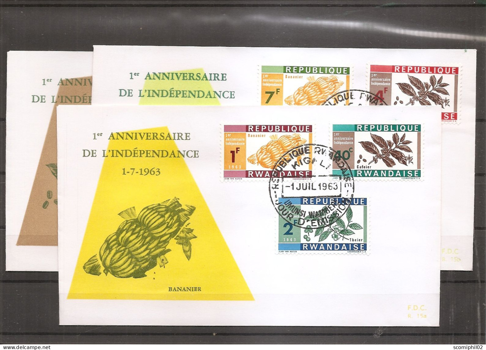 Rwanda - 1 Anniversaire De L'indépendance ( 3 FDC De 1963  à Voir) - 1962-1969