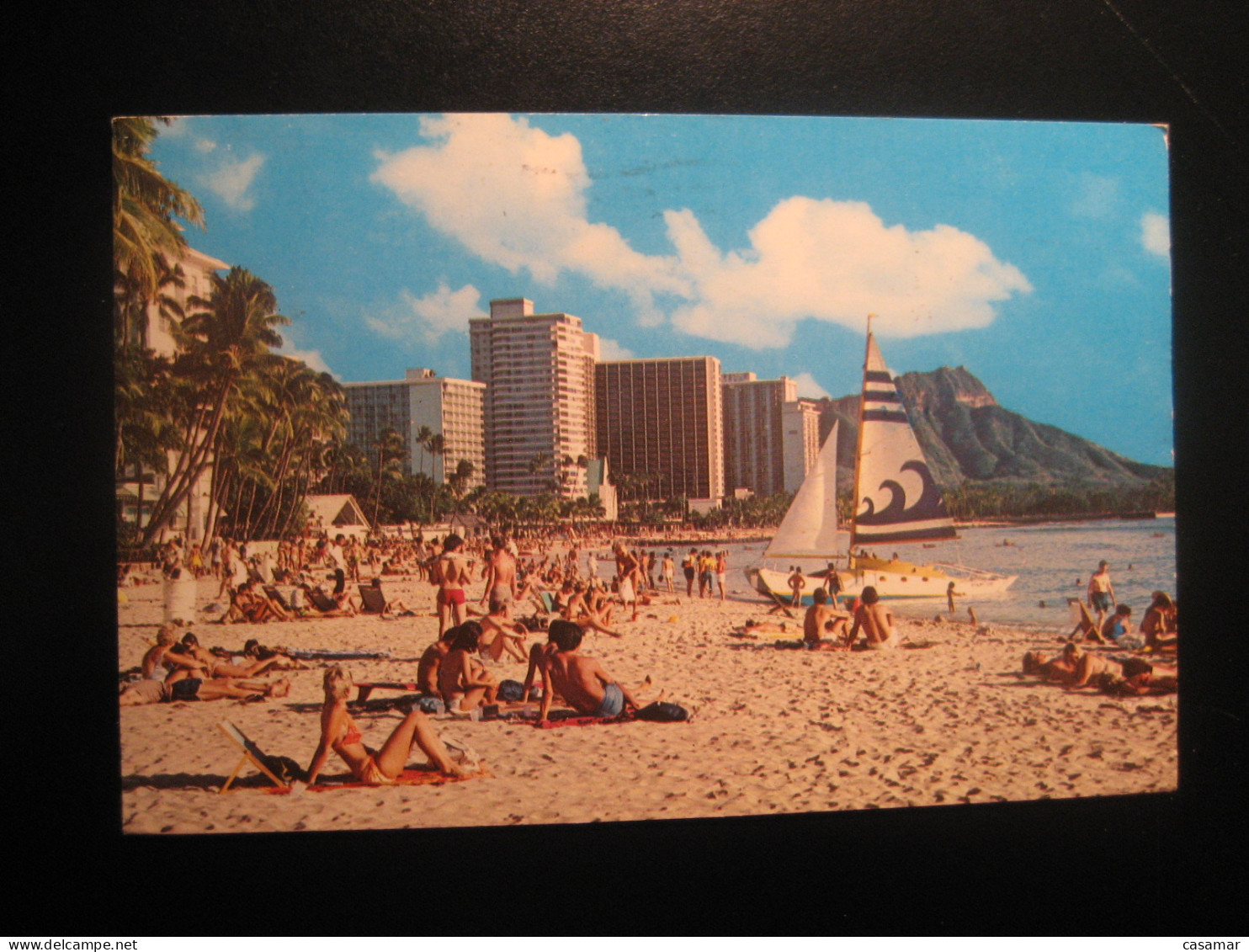 WAIKIKI Honolulu Hawaii Beach Cancel 1981 To Sweden Postcard USA - Honolulu