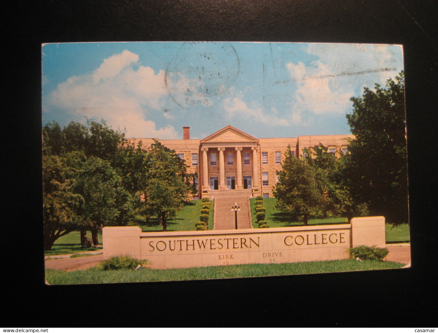 WINFIELD Kansas Christy Hall Southwestern College Cancel 1968 To Sweden Postcard USA - Sonstige & Ohne Zuordnung