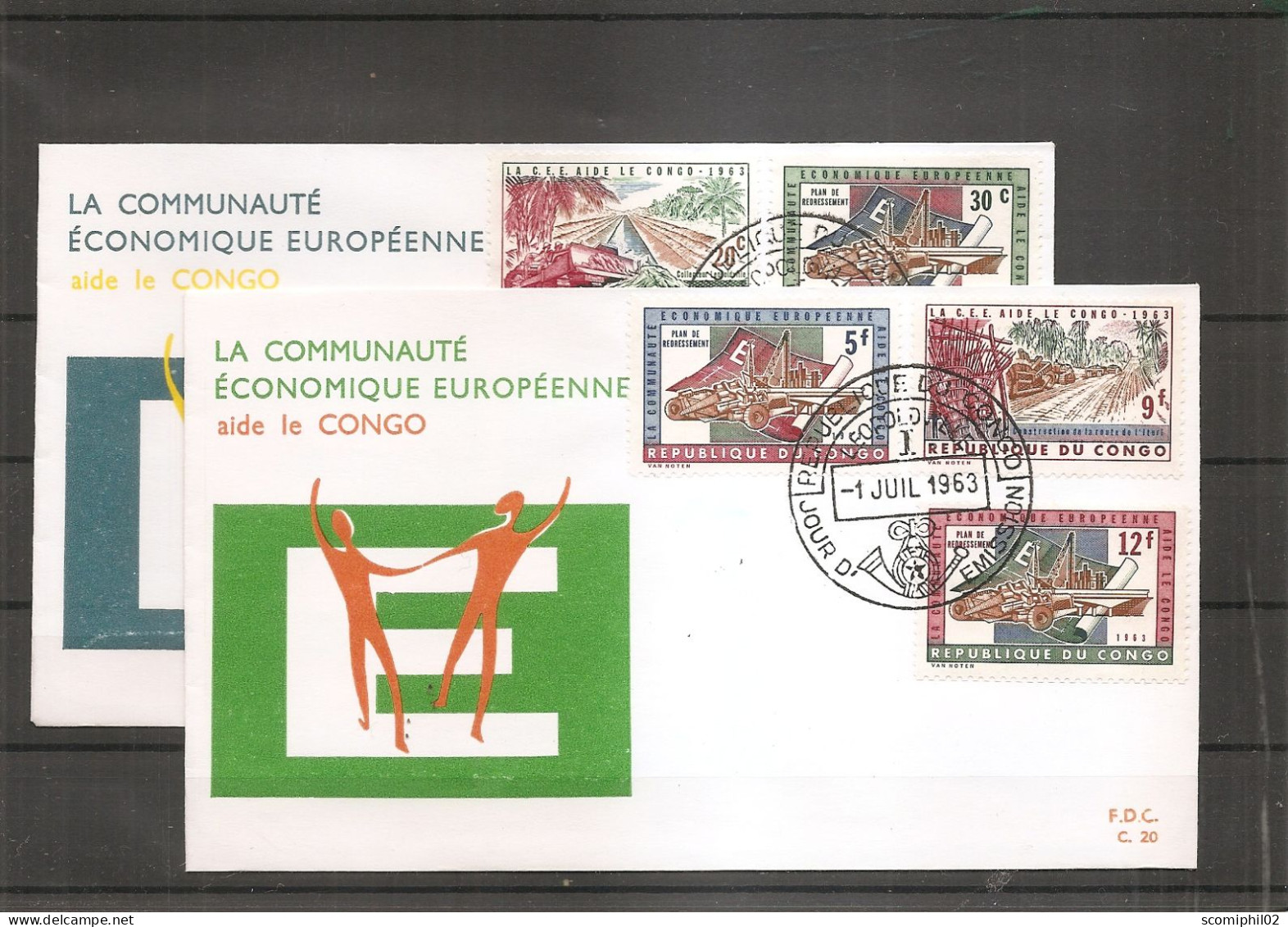 Congo - CEE Aide Le Congo ( 2 FDC De 1963 à Voir) - Brieven En Documenten