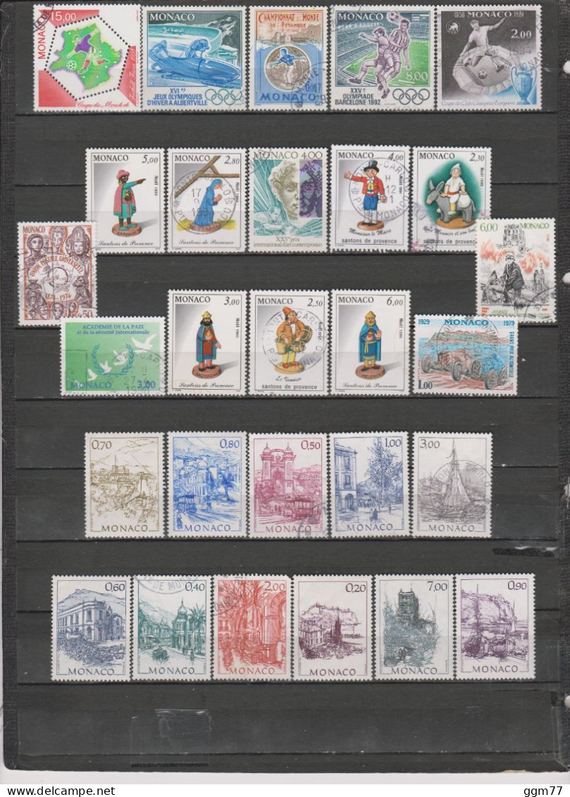 100 TIMBRES MONACO OBLITERES & NEUFS** & * + SANS GOMME DE 1944 à 1999   Cote : 146,20 € - Usati