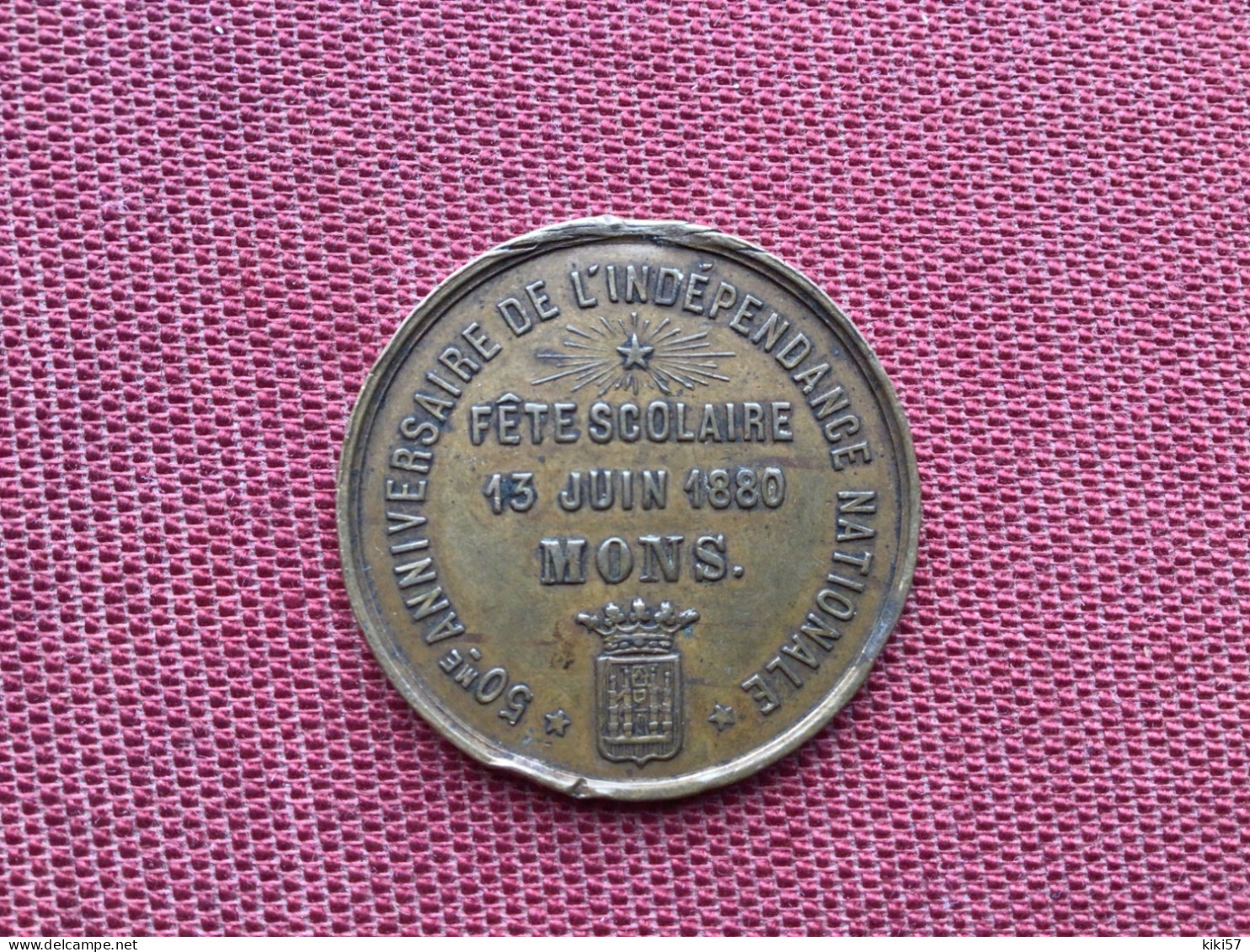 BELGIQUE Médaille Léopold II - 50me Anniversaire De L'indépendance - Fête Scolaire à Mons - Autres & Non Classés