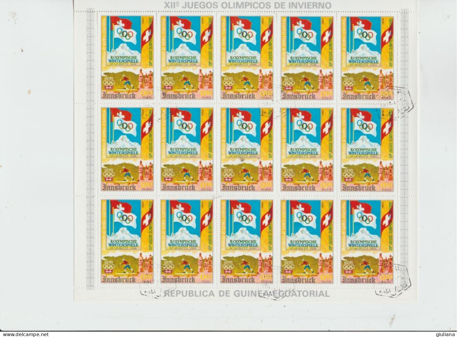 Guinea Eq. 1964 - "XII Giochi Olimpici Invernali Innsbruck '64" - 8 Minifogli Used X 120 Francobolli - Inverno1964: Innsbruck