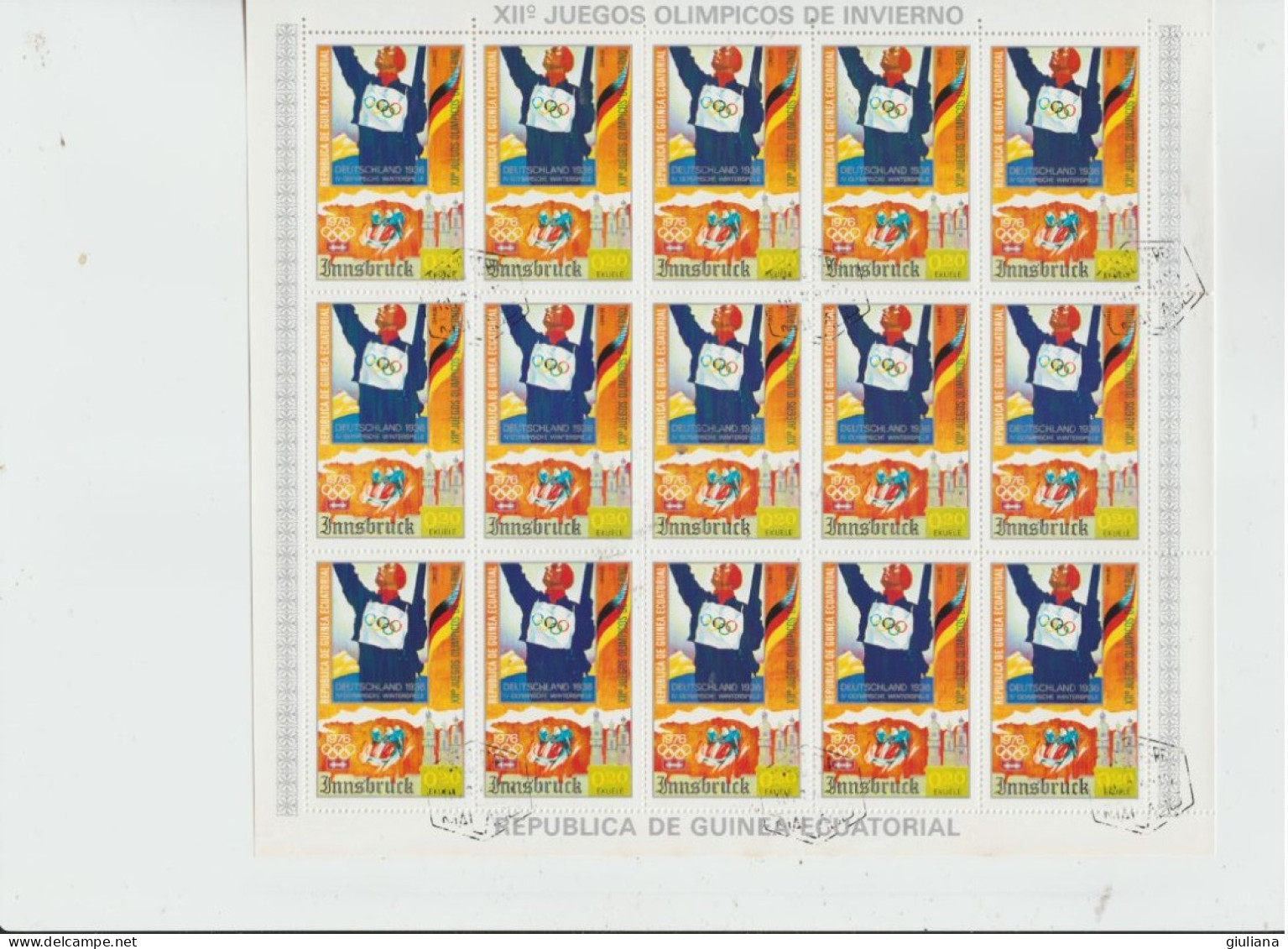 Guinea Eq. 1964 - "XII Giochi Olimpici Invernali Innsbruck '64" - 8 Minifogli Used X 120 Francobolli - Inverno1964: Innsbruck