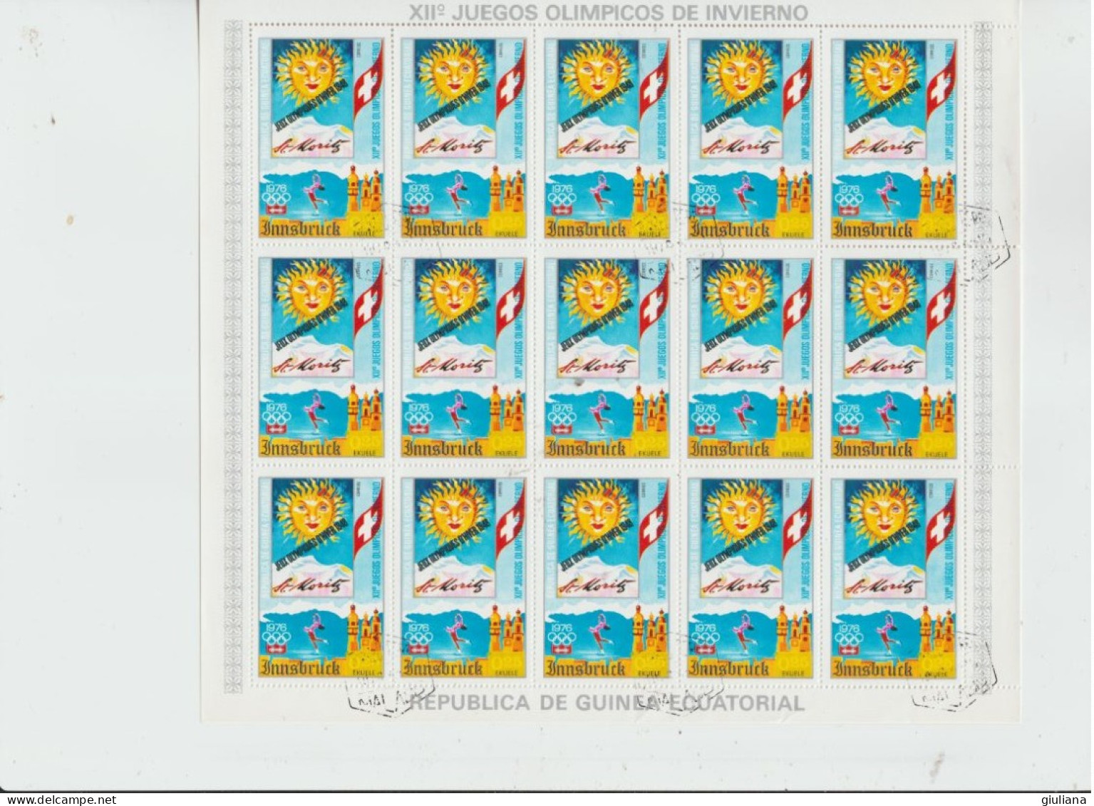 Guinea Eq. 1964 - "XII Giochi Olimpici Invernali Innsbruck '64" - 8 Minifogli Used X 120 Francobolli - Winter 1964: Innsbruck