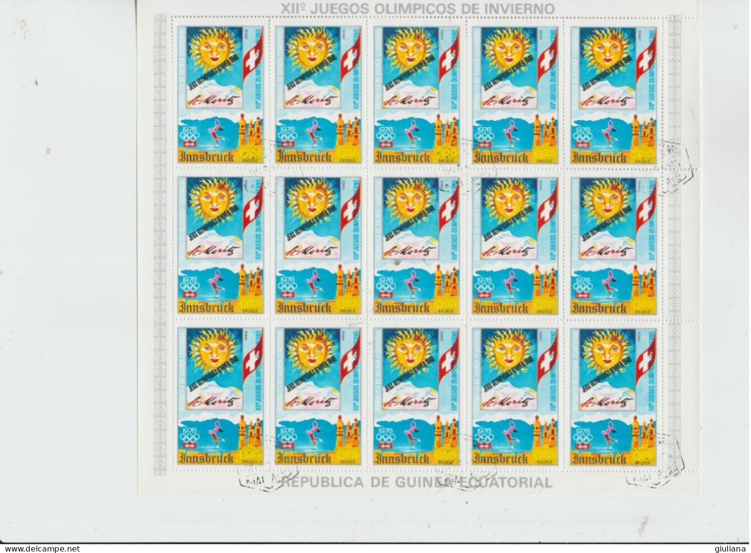 Guinea Eq. 1964 - "XII Giochi Olimpici Invernali Innsbruck '64" - 8 Minifogli Used X 120 Francobolli - Inverno1964: Innsbruck