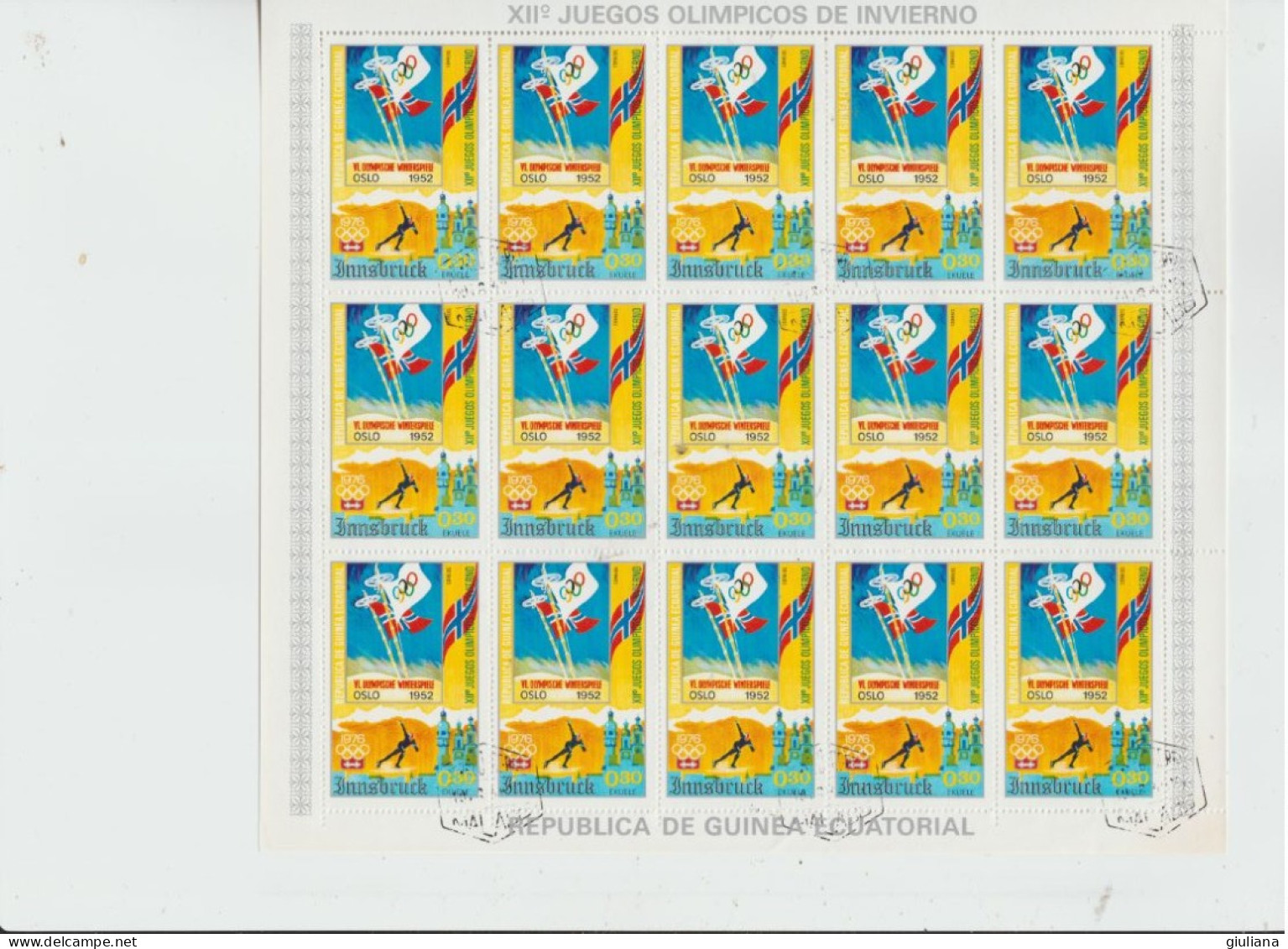 Guinea Eq. 1964 - "XII Giochi Olimpici Invernali Innsbruck '64" - 8 Minifogli Used X 120 Francobolli - Hiver 1964: Innsbruck