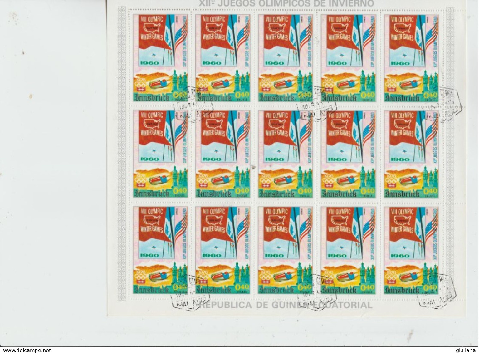 Guinea Eq. 1964 - "XII Giochi olimpici invernali Innsbruck '64" - 8 minifogli used x 120 francobolli