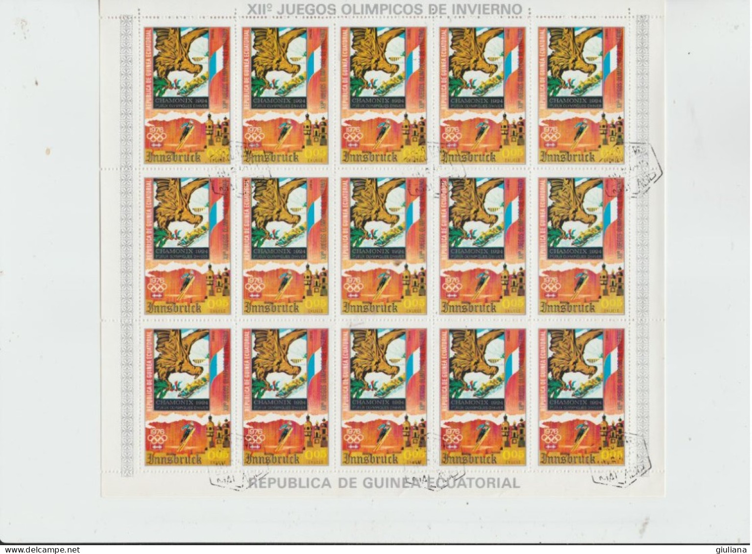 Guinea Eq. 1964 - "XII Giochi olimpici invernali Innsbruck '64" - 8 minifogli used x 120 francobolli