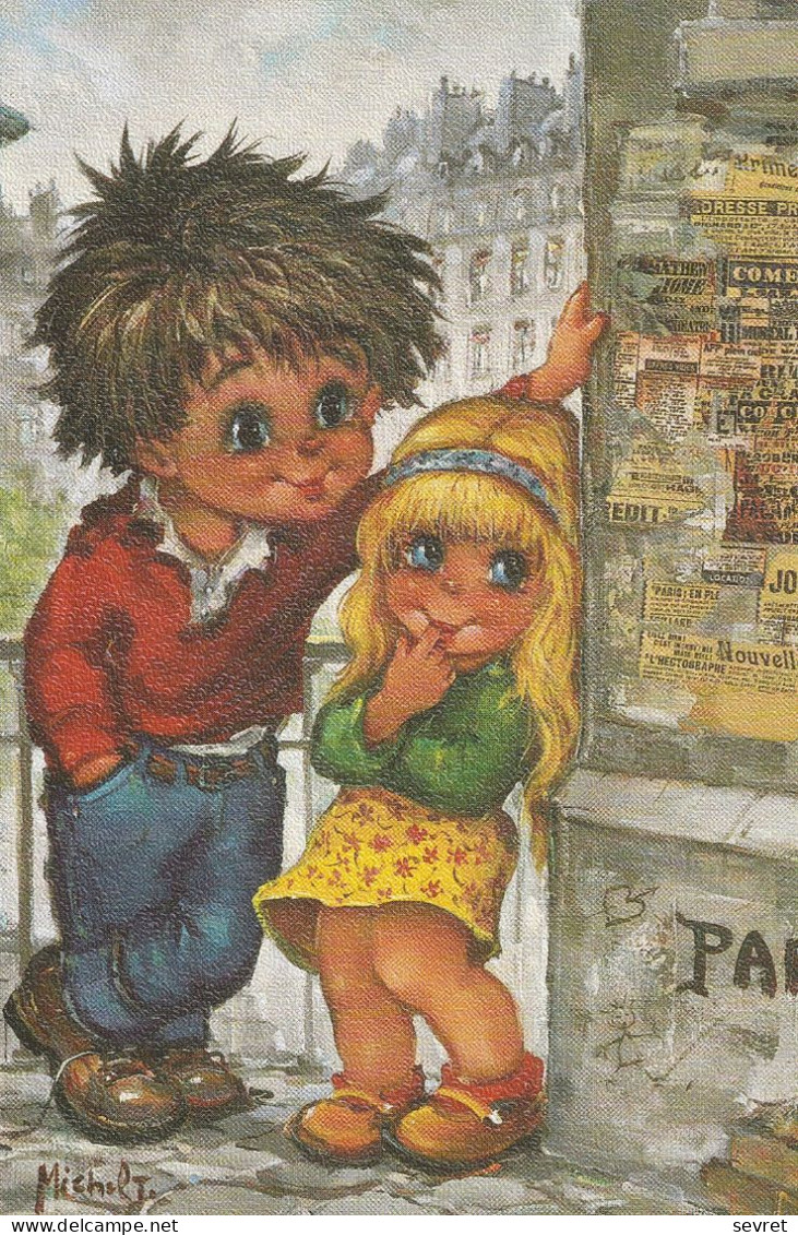 Illustrateur Michel THOMAS. - Lot De 5 Cartes Représentant Deux Jeunes Amoureux Dans Paris - Collezioni & Lotti