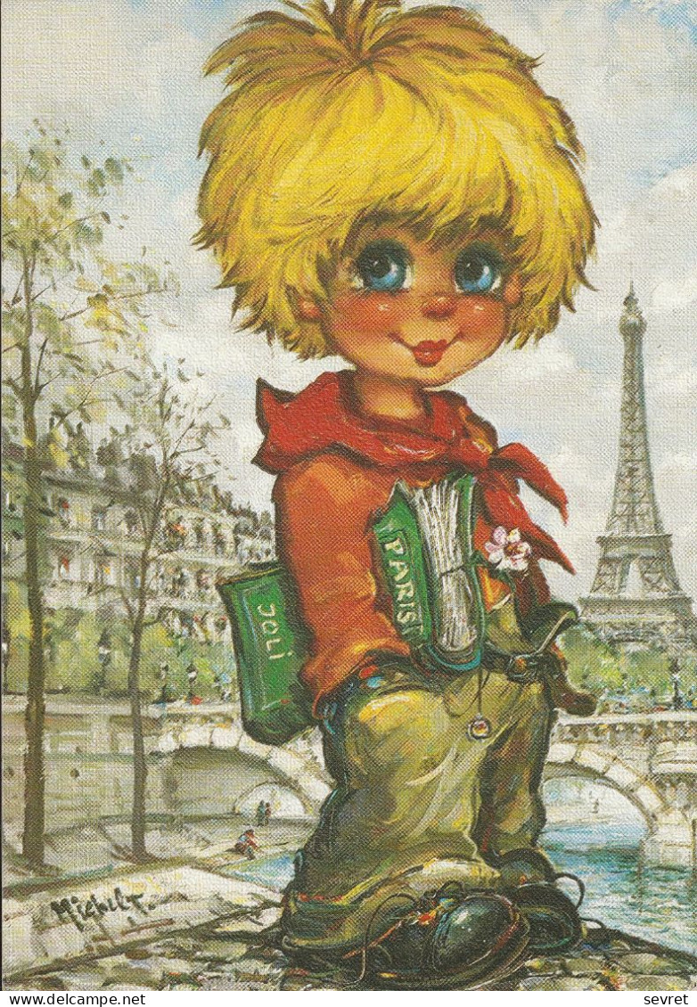 Illustrateur Michel THOMAS. - Lot De 2 Cartes Représentant Le Gamin De PARIS De La Série "LES PETITS" - Collezioni & Lotti