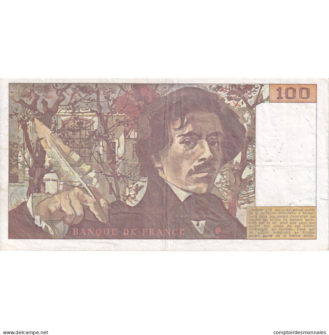 France, 100 Francs, Delacroix, 1978, K.3, TB, Fayette:69.01b, KM:154a - 100 F 1978-1995 ''Delacroix''