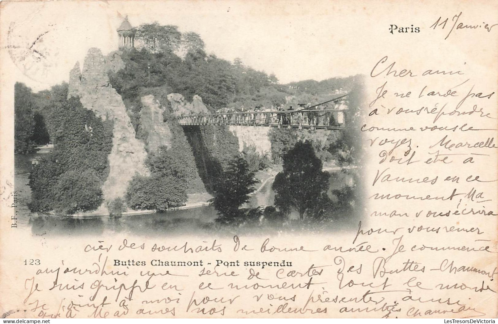 FRANCE - Paris - Buttes Chaumont - Pont Suspendu - Carte Postale Ancienne - Parks, Gärten