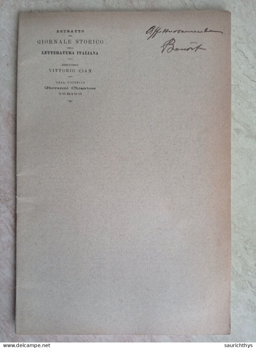 Estr. Dal Giornale Storico Della Letteratura Il Montaigne A Sant'Anna Autografo Luigi Foscolo Benedetto Da Cumiana 1919 - History, Biography, Philosophy