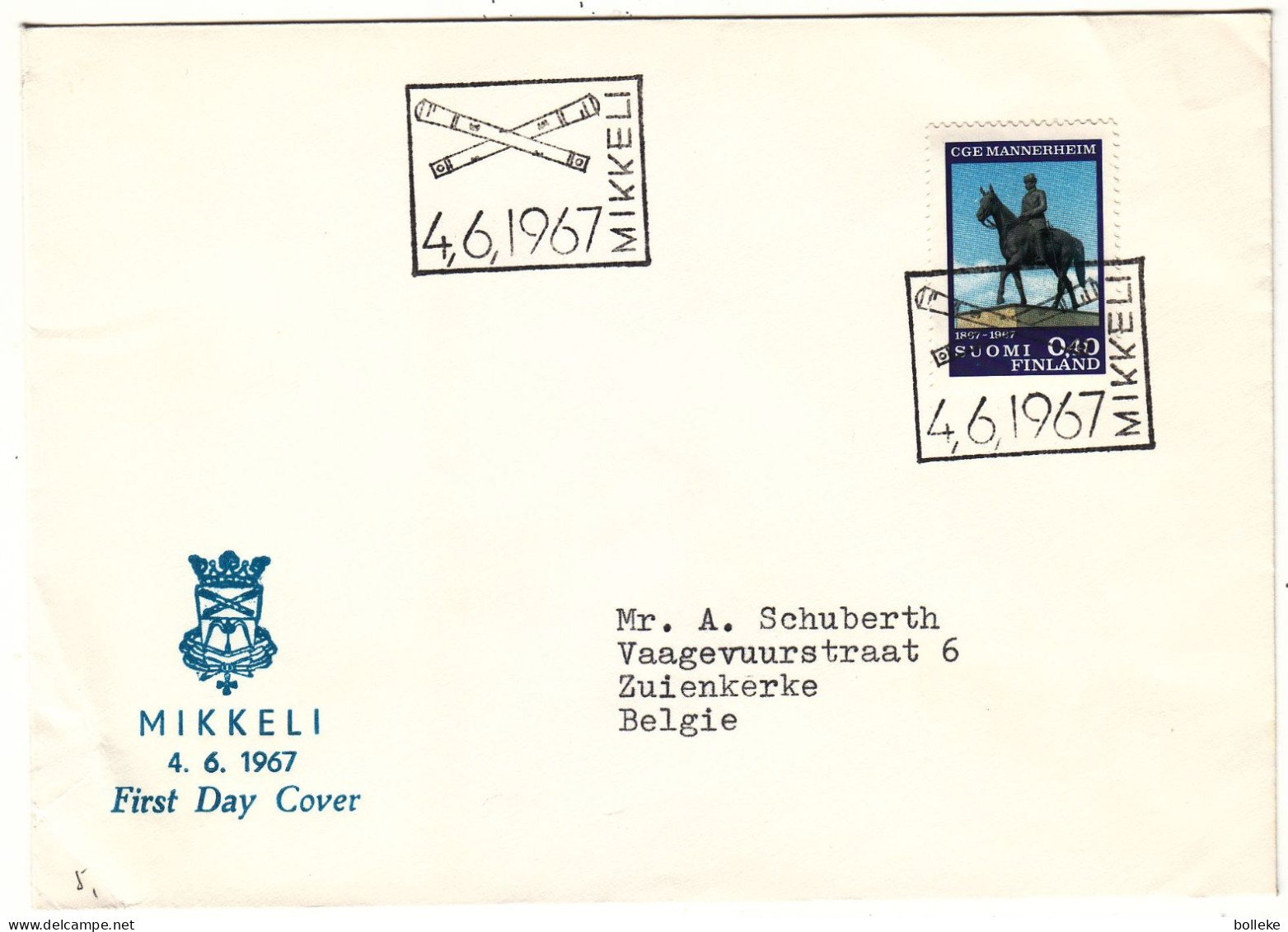 Finlande - Lettre De 1967 - Oblit Mikkeli - Chevaux - - Briefe U. Dokumente