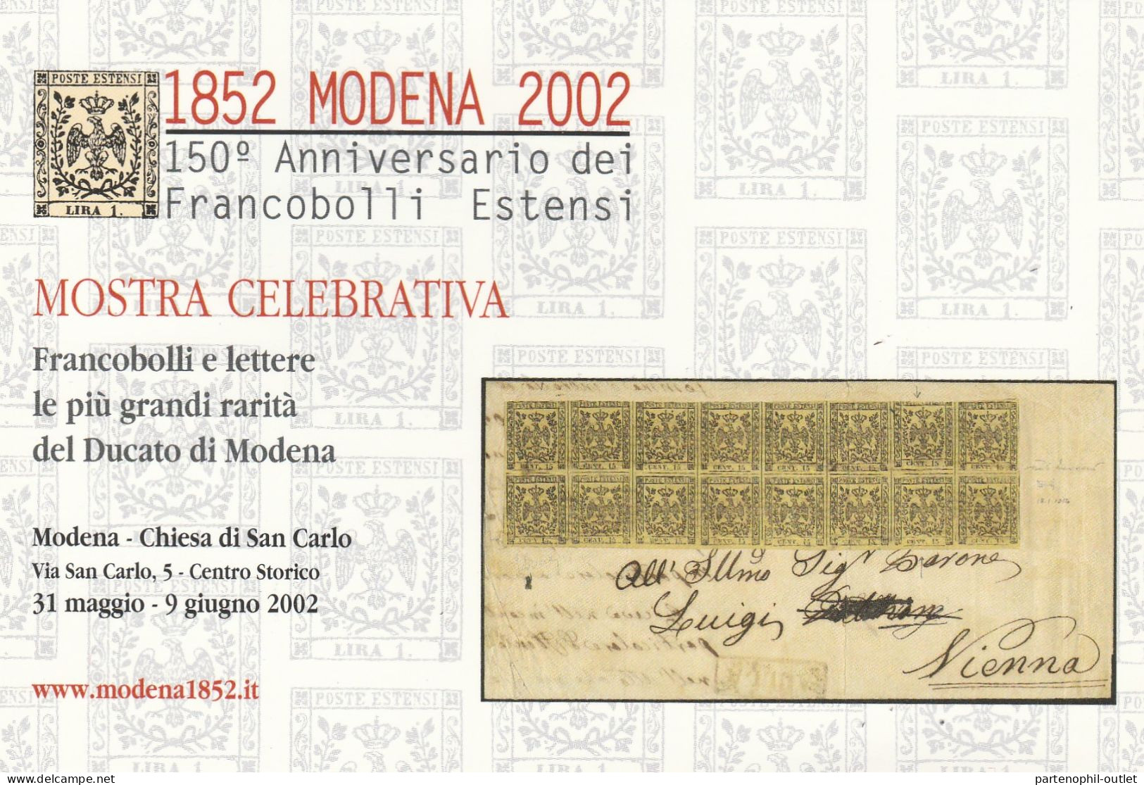 Cartolina - Postcard / Non Viaggiata - / Modena 150° Anniversario Francobolli Estensi ( Gran Formato ) - Timbres (représentations)