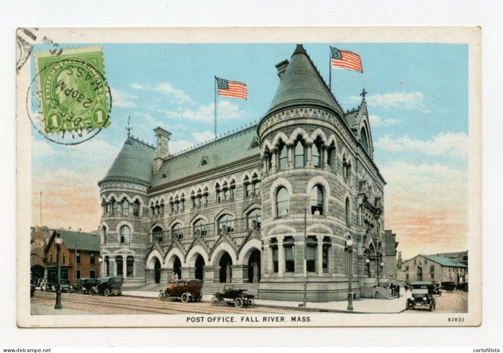 FALL RIVER, Massachusetts - Post Office  ( 2 Scans ) - Fall River