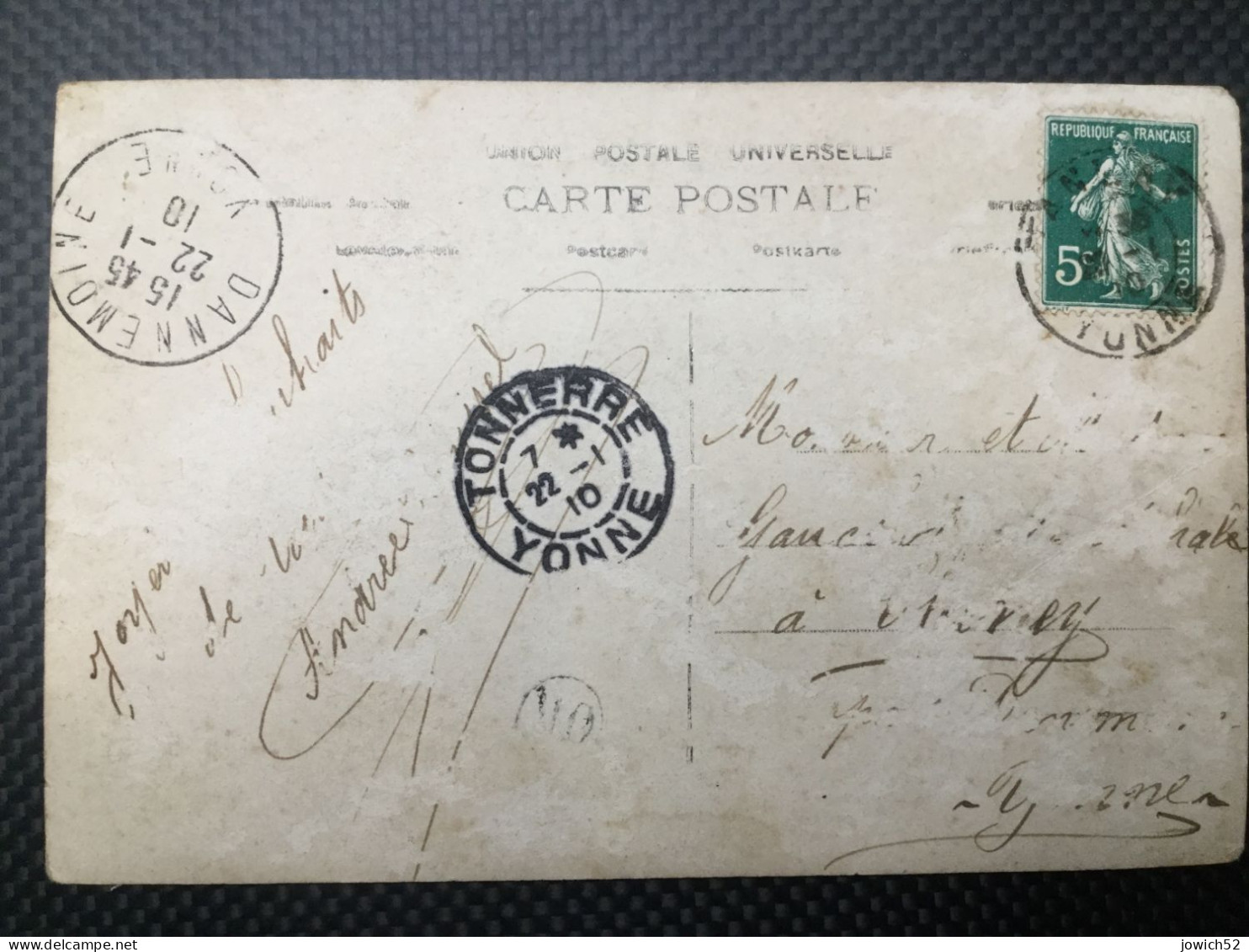 Marque Postale Tonnerre Yonne  Année 1910 - Poste