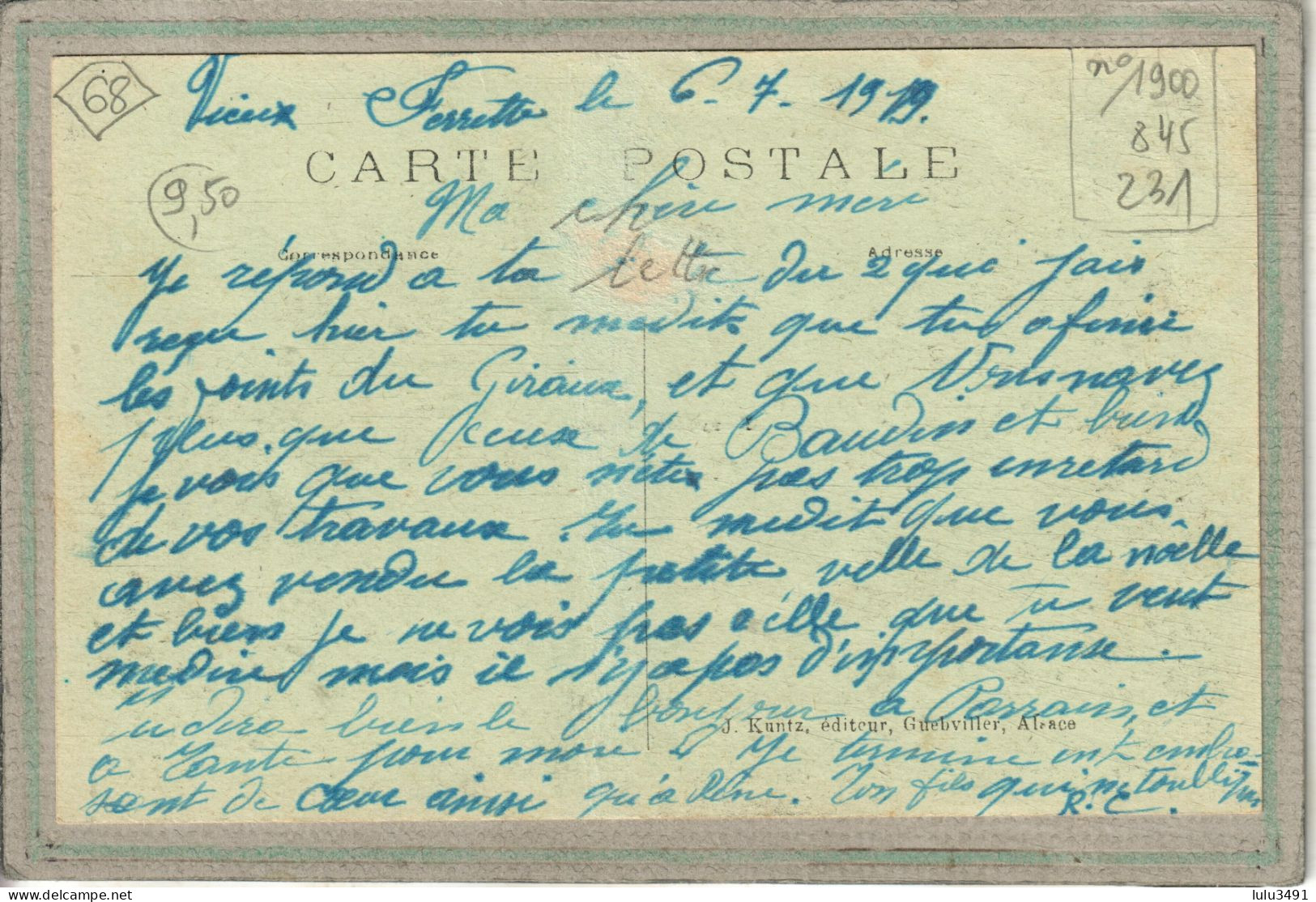 CPA - FERRETTE (68) - Carte Type Gruss-Souvenir Multi-vues De 1919 - Ferrette