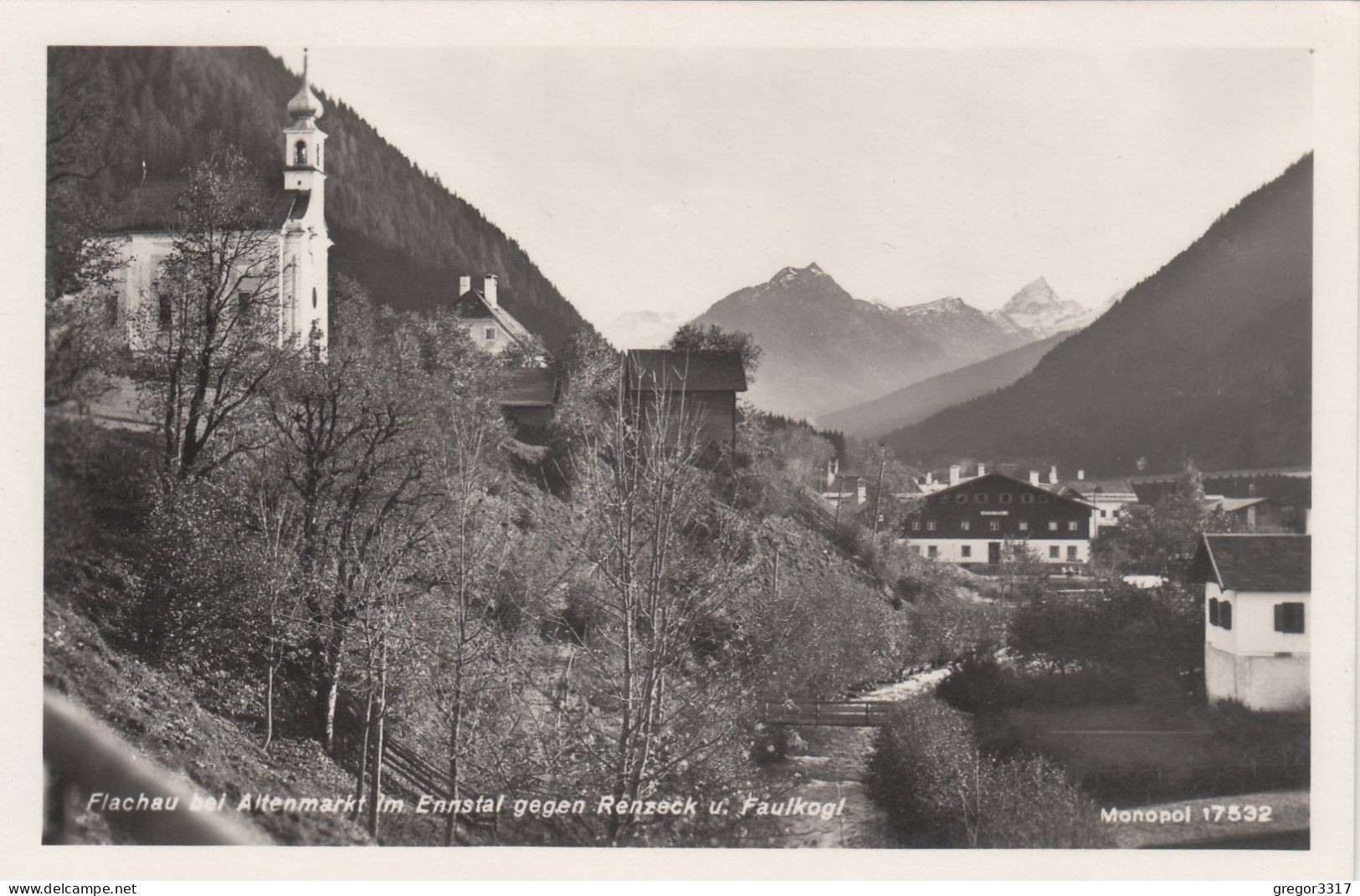 D7631) FLACHAU Bei ALTENMARKT Im Ennstal Gegen Renzeck U. Faulkopf FLUSS U. KIRCHE - Altenmarkt Im Pongau