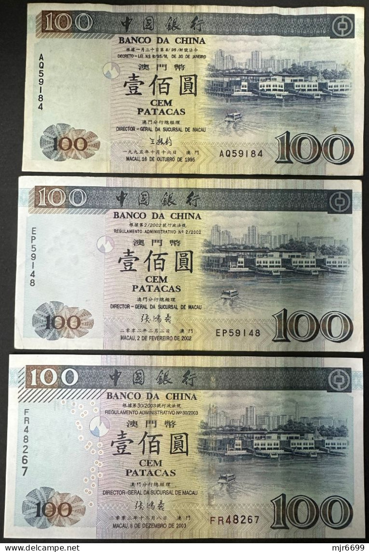 1995-2002-2003 BANCO DA CHINA / BANK OF CHINA 100 PATACAS PICK#104, CIRCULATED - Macau