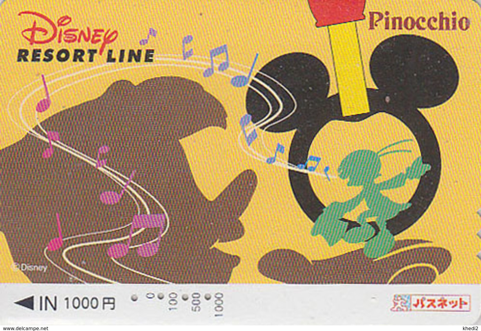 Carte Prépayée JAPON - DISNEY RESORT LINE / Série Ombre Chinoise - PINOCCHIO & MICKEY - JAPAN Prepaid Movie Card - Disney