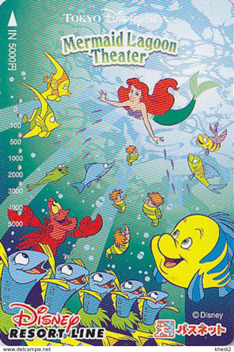 Carte JAPON - DISNEY SEA RESORT LINE - Cinéma Film - PETITE SIRENE Crabe Poisson MERMAID JAPAN Movie Prepaid Card - Disney