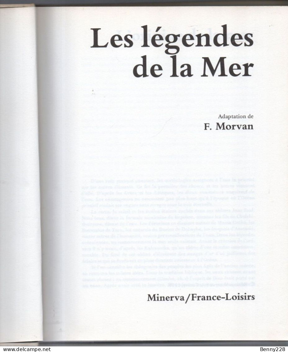 François Morvan: " Les Légendes De La Mer " - éditions France Loisirs / Minerva - 1979 - Franse Schrijvers