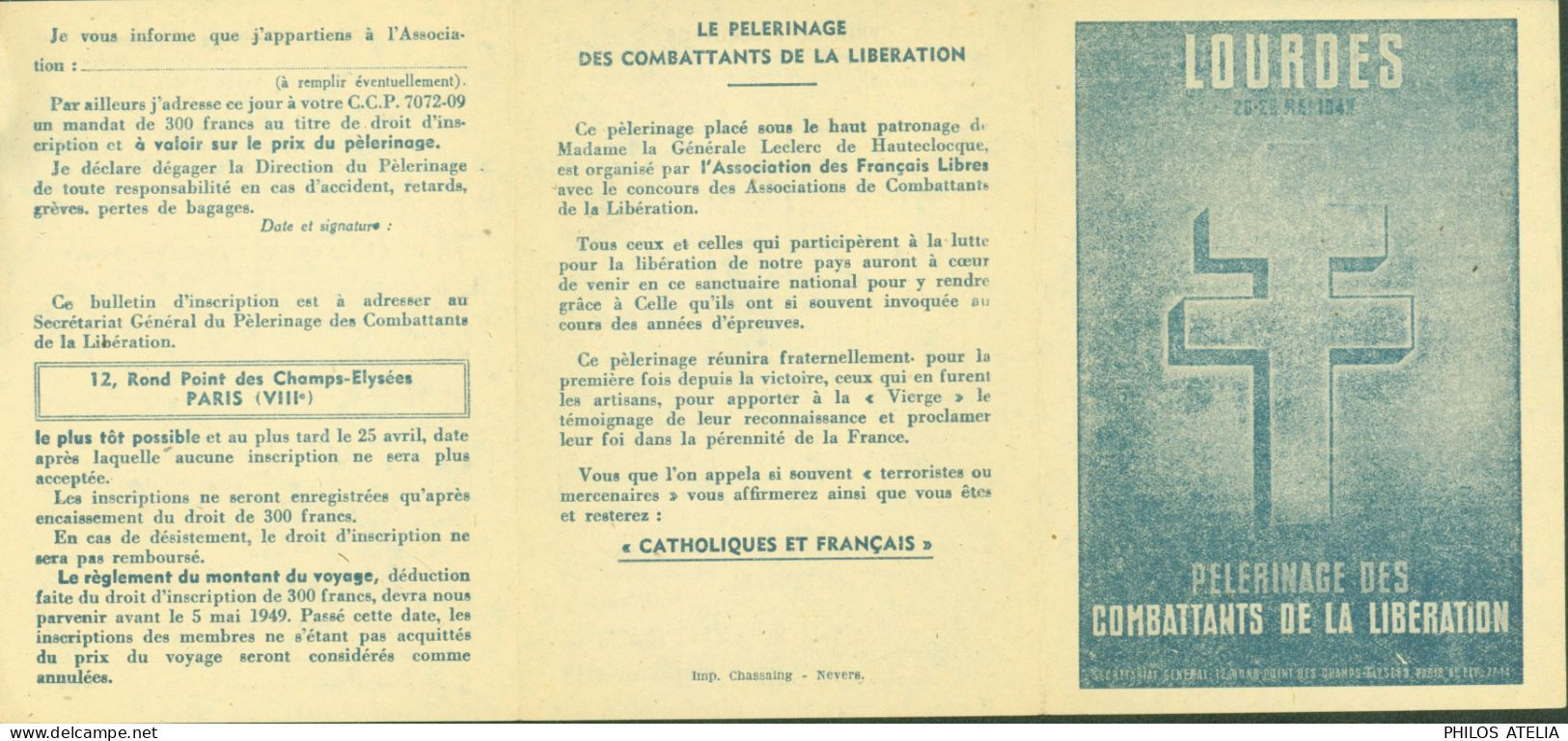 Guerre 40 Programme Pèlerinage Des Combattants De La Libération à Lourdes - Guerre De 1939-45