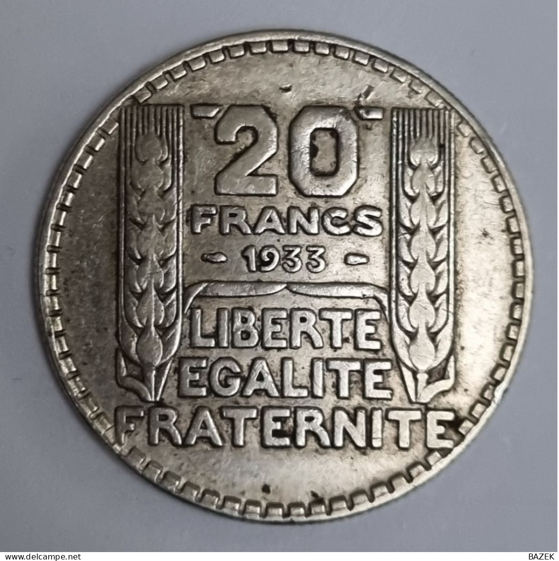 20 Frs 1933 TURIN Rameaux Longs - 20 Francs