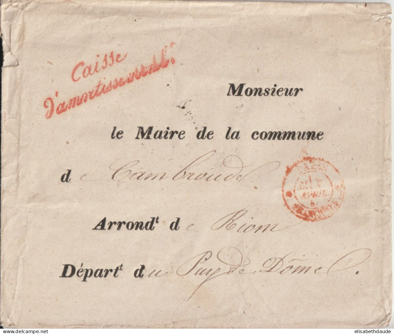 1858 - MARQUES De FRANCHISE "CAISSE D'AMORTISSEMENT" + AU DOS "CAISSIER Gal De La CAISSE DES DEPOTS" / ENV. De PARIS - Lettere In Franchigia Civile