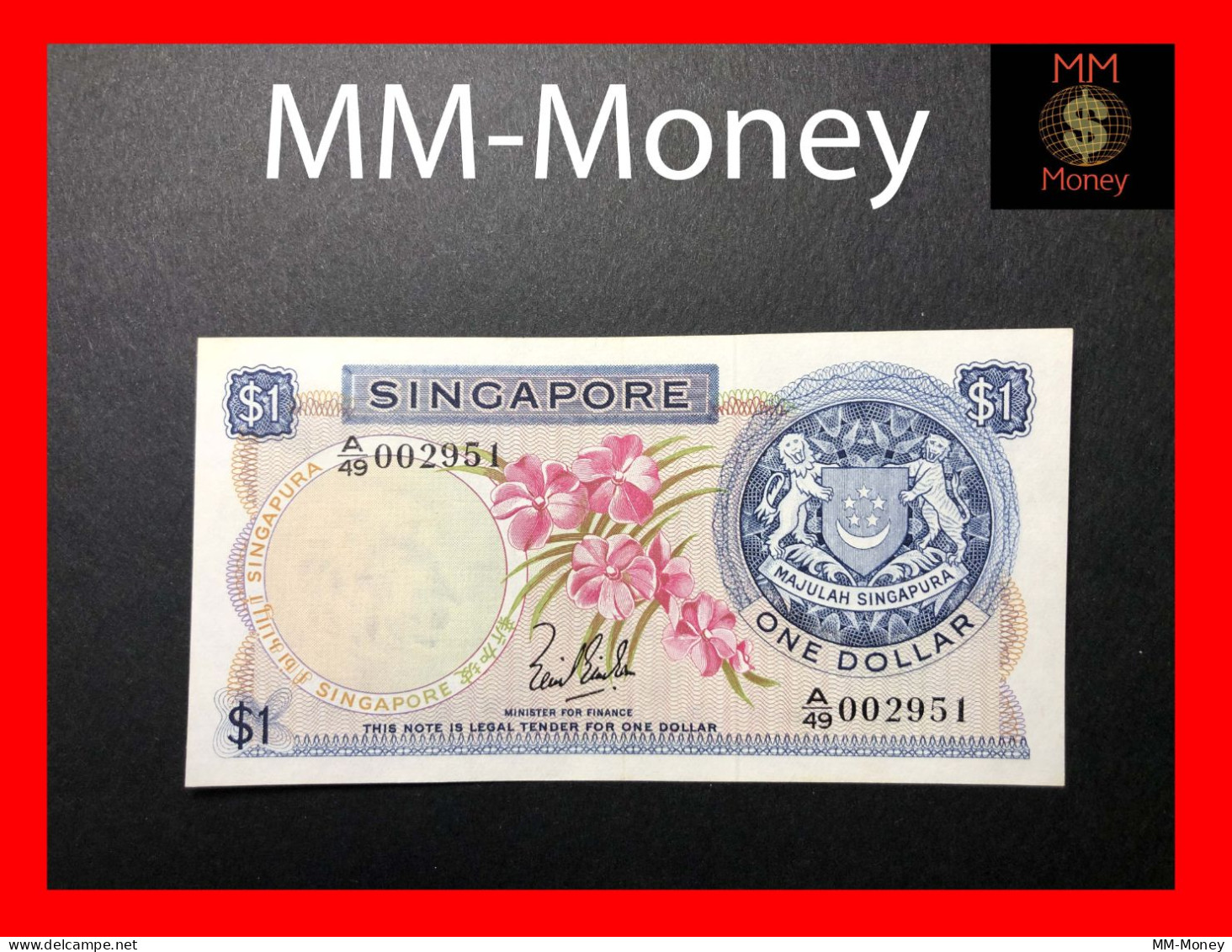 SINGAPORE 1 $ 1967  P. 1  "sig. Lim Kim San"   *first Signature*     AU - Singapore