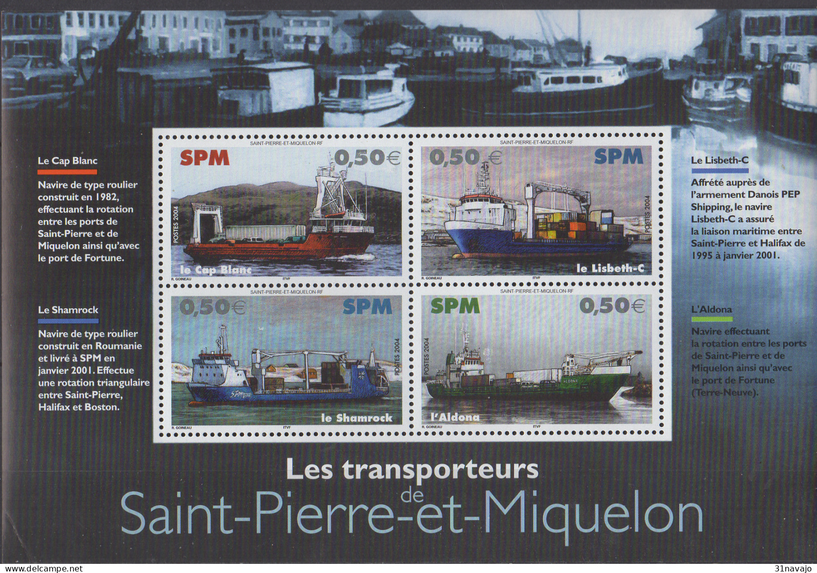 SAINT PIERRE ET MIQUELON - Bateaux De Transport Feuillet - Blokken & Velletjes