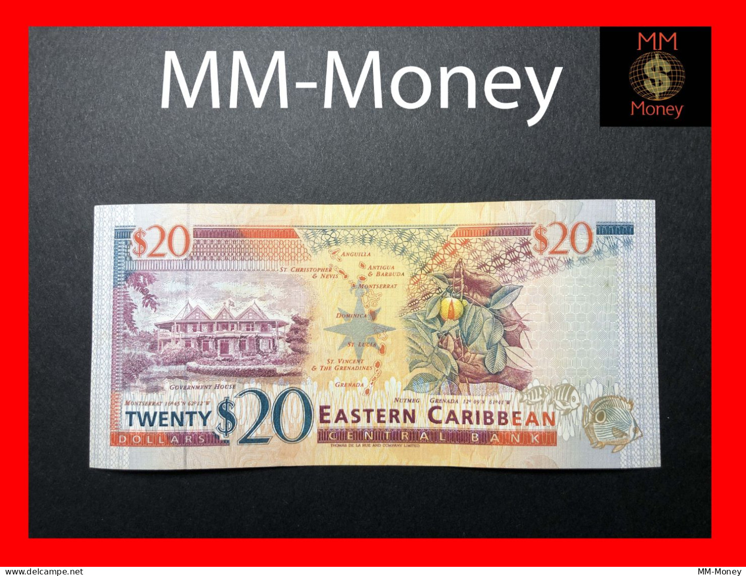 East - Eastern Caribbean  20 $  1994  P. 33  *L*   "St. Lucia"    XF+ - East Carribeans