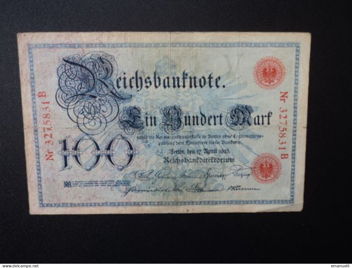 ALLEMAGNE * : 100 MARK    17.4.1903    CA 20 ** / P 22    TTB - 100 Mark