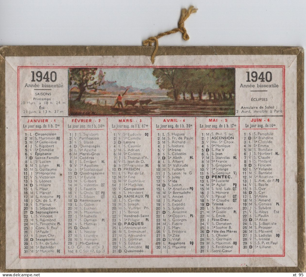 Calendrier - Almanach - 1940 - Oller - Tamaño Pequeño : 1921-40