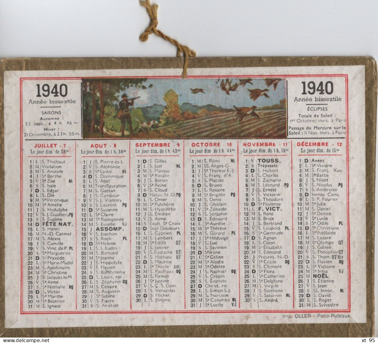 Calendrier - Almanach - 1940 - Oller - Kleinformat : 1921-40