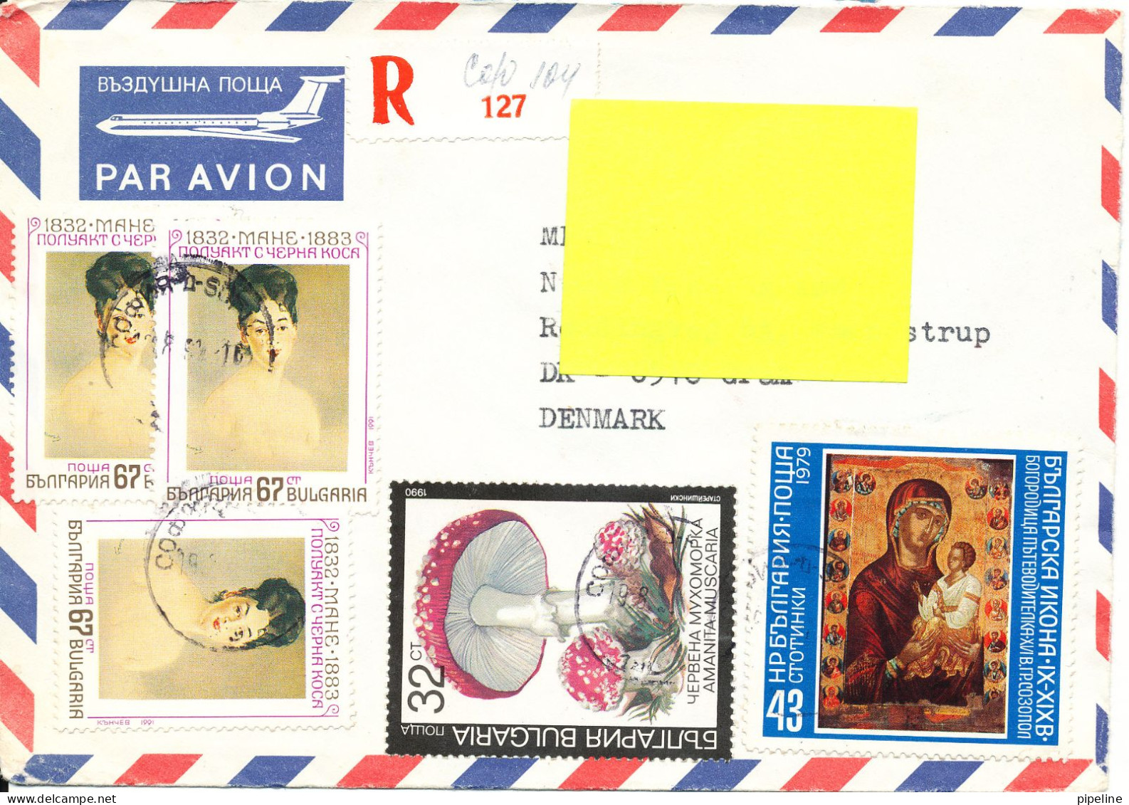 Bulgaria Registered Air Mail Cover Sent To Denmark 19-8-1991 Good Franked Topic Stamps - Lettres & Documents