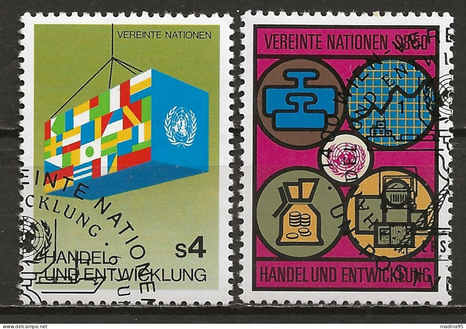 NATIONS-UNIES - VIENNE:, Obl., N° YT 34 Et 35, TB - Oblitérés